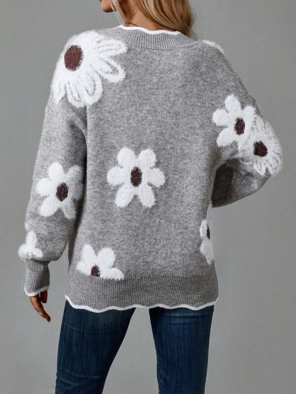 Daisy Knit V-Neck Jumper