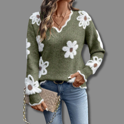 Daisy Knit V-Neck Jumper