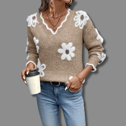 Daisy Knit V-Neck Jumper