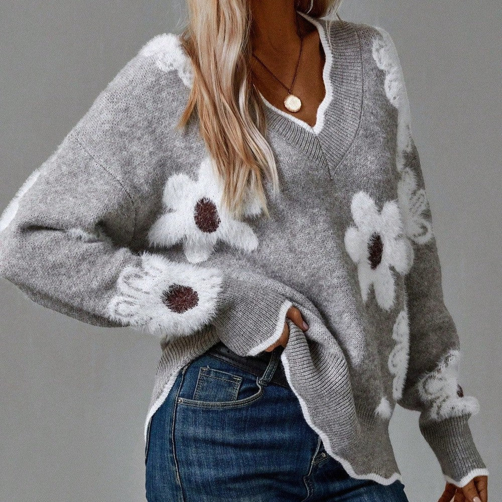 Daisy Knit V-Neck Jumper