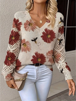 Floral Crochet Sleeve Jumper