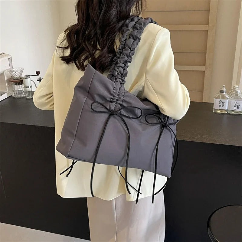 Tote Bag Nylon with Zip Closure and Adjustable Knotted Handles