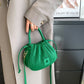 Crossbody Bag Faux Leather with Top Handle and Pleated Design