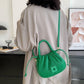 Crossbody Bag Faux Leather with Top Handle and Pleated Design