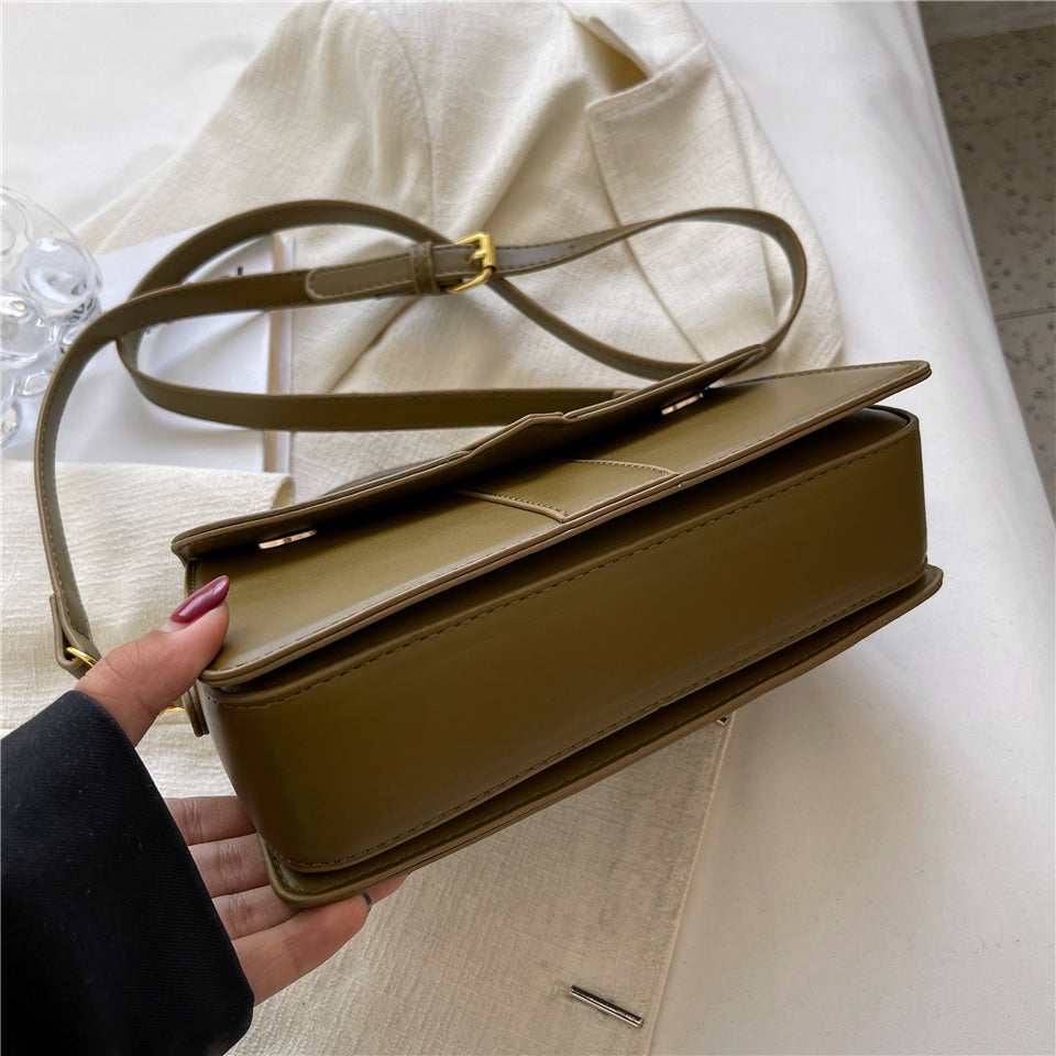 Top Handle Bag Faux Leather with Metal Clasp and Strap