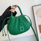 Crossbody Bag Faux Leather with Top Handle and Pleated Design