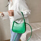 Top Handle Bag Faux Leather with Snap Clasp and Long Strap