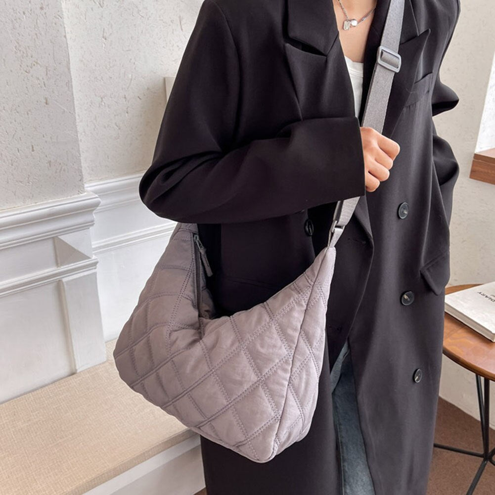 Crossbody Bag Quilted Nylon with Adjustable Shoulder Strap