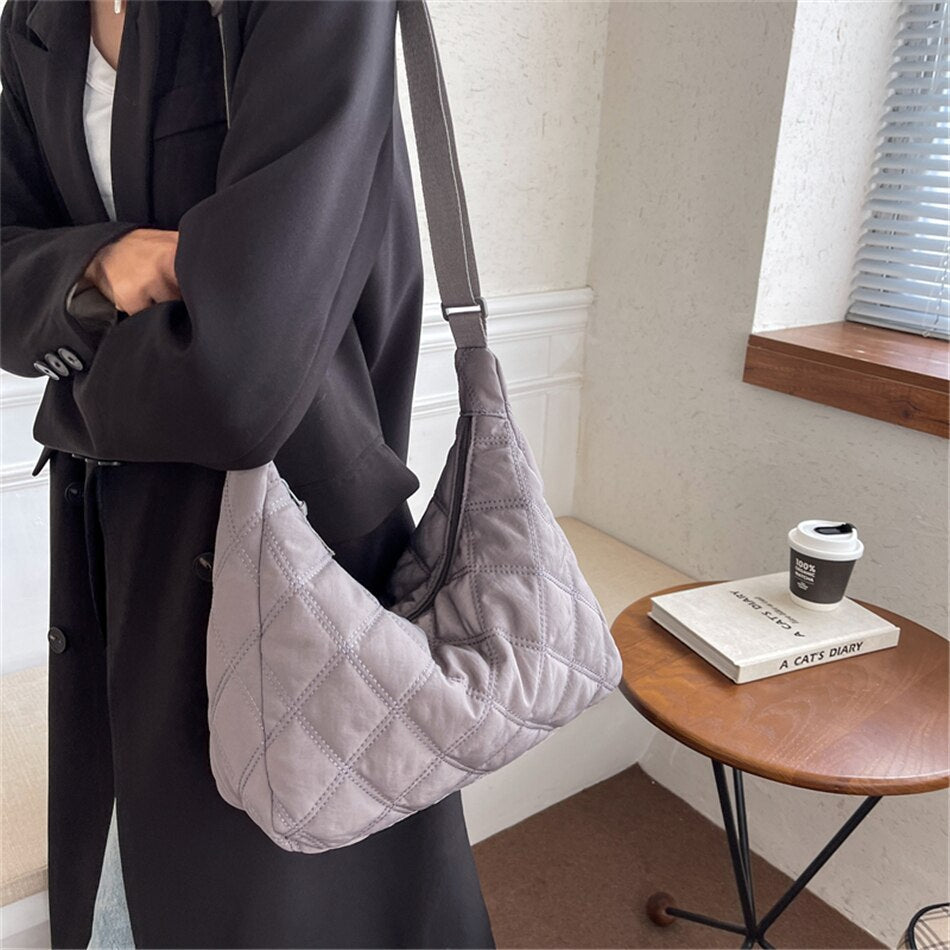 Crossbody Bag Quilted Nylon with Adjustable Shoulder Strap