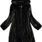 Coat Faux Fur Long with Faux Fur-Lined Hood and Covered Buttons