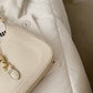 Shoulder Bag Faux Leather with Metallic Latch and Two Straps