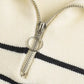 Cream and Navy Striped Half-Zip Jumper