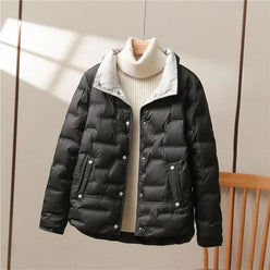 Puffer Jacket Down Filled Matte Shell with High Stand Collar