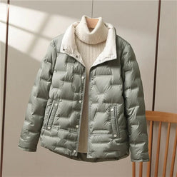 Puffer Jacket Down Filled Matte Shell with High Stand Collar