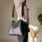 Bucket Bag Faux Leather Pebbled with Canvas Strap and Zip