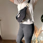 Belt Bag Corduroy with Faux Leather Trim and Removable Strap