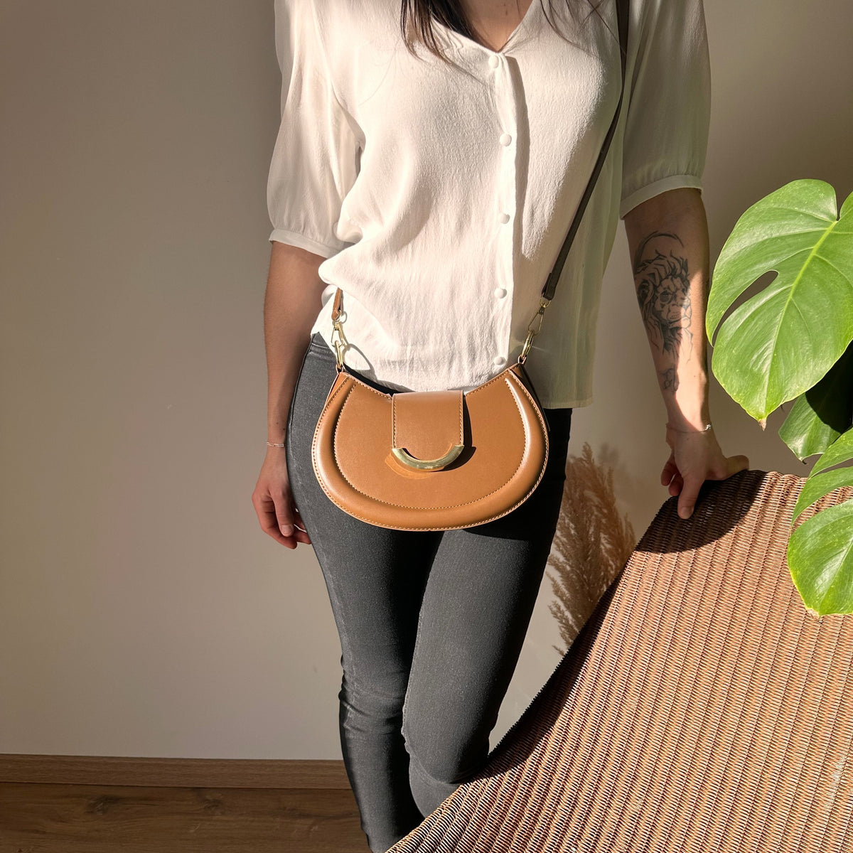 Crossbody Bag Faux Leather with Top Handle and Removable Strap