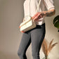 Top Handle Bag Faux Leather with Metal Clasp and Strap