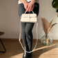 Top Handle Bag Faux Leather with Metal Clasp and Strap