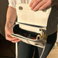 Top Handle Bag Faux Leather with Metal Clasp and Strap