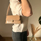 Shoulder Bag Faux Leather with Gold-Tone Hardware