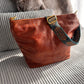 Crossbody Bag Faux Leather with Fabric Strap and Zip Pocket