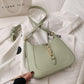 Shoulder Bag Faux Leather with Metallic Latch and Two Straps