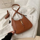 Shoulder Bag Faux Leather with Metallic Latch and Two Straps