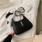Shoulder Bag Faux Leather with Metallic Latch and Two Straps