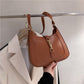 Shoulder Bag Faux Leather with Metallic Latch and Two Straps