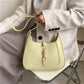 Shoulder Bag Faux Leather with Metallic Latch and Two Straps