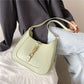 Shoulder Bag Faux Leather with Metallic Latch and Two Straps