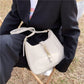 Shoulder Bag Faux Leather with Metallic Latch and Two Straps