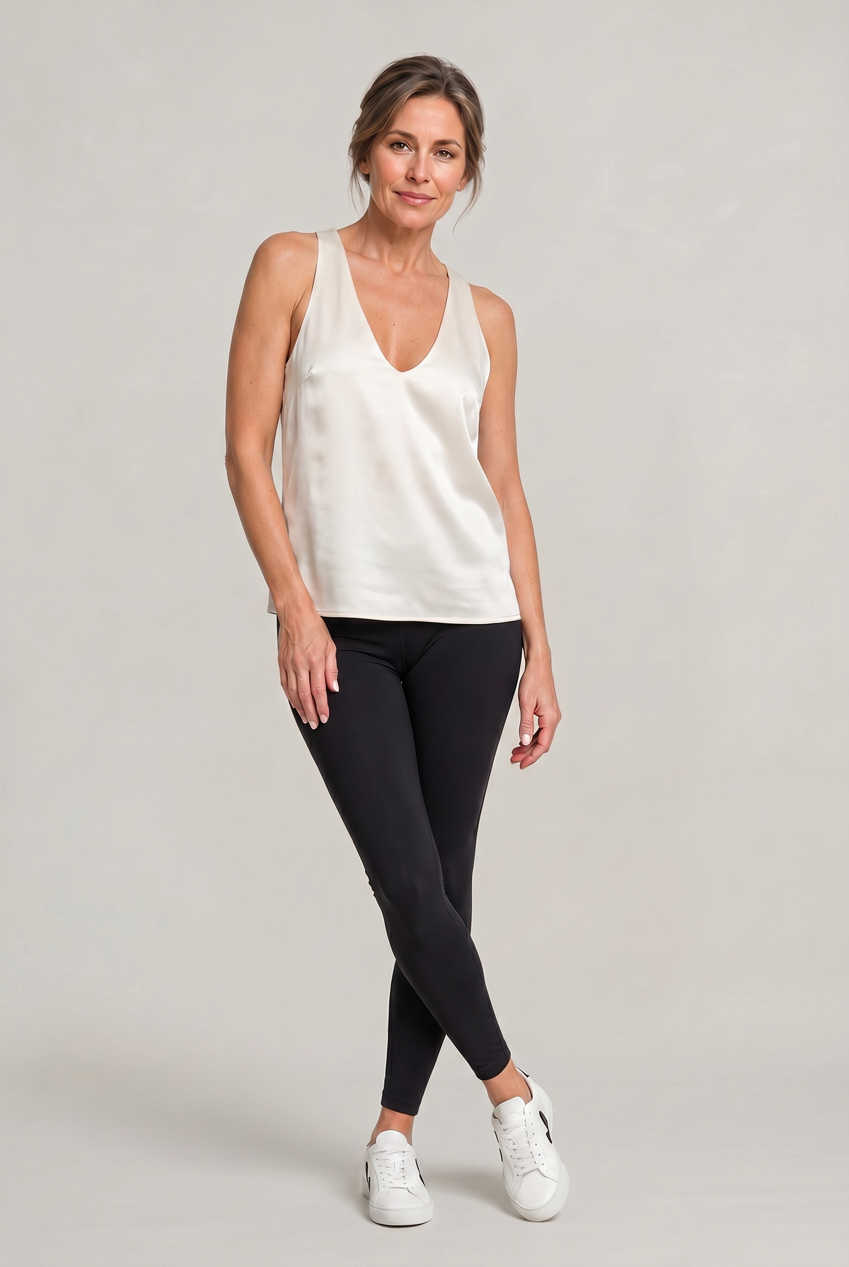 Deep V-Neck Satin Tank Top