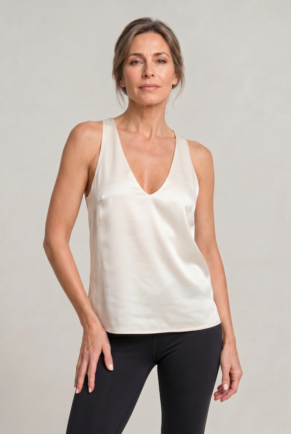 Deep V-Neck Satin Tank Top
