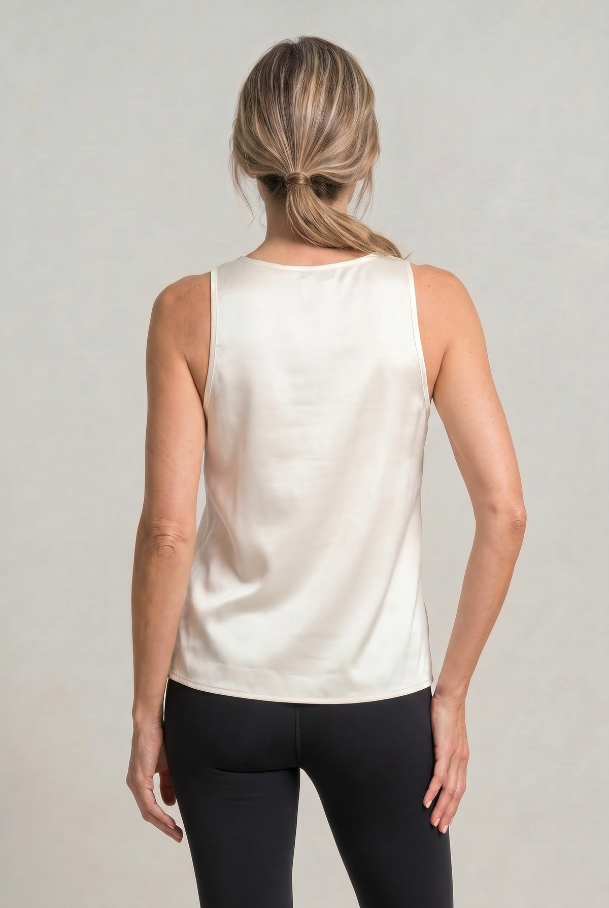 Deep V-Neck Satin Tank Top