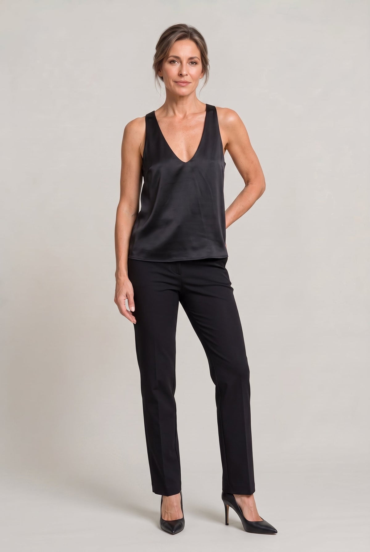Deep V-Neck Satin Tank Top