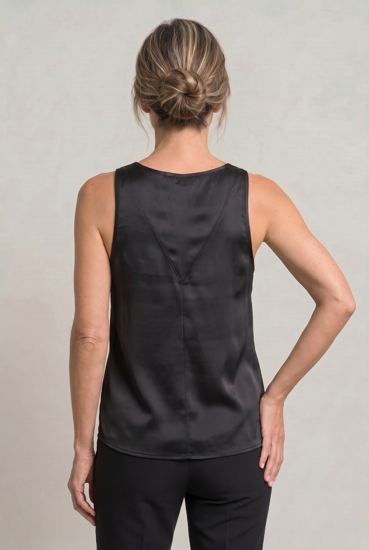 Deep V-Neck Satin Tank Top
