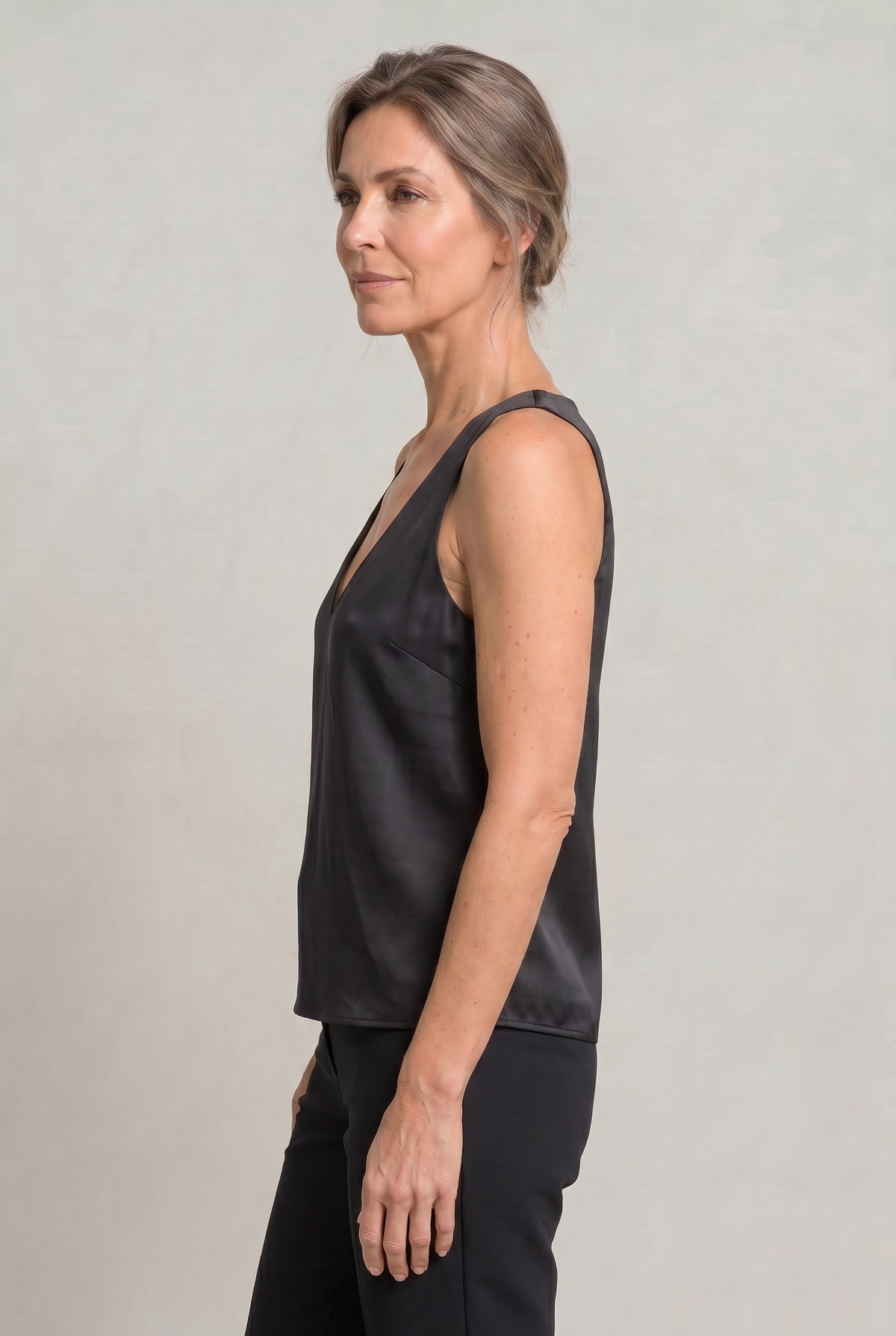 Deep V-Neck Satin Tank Top