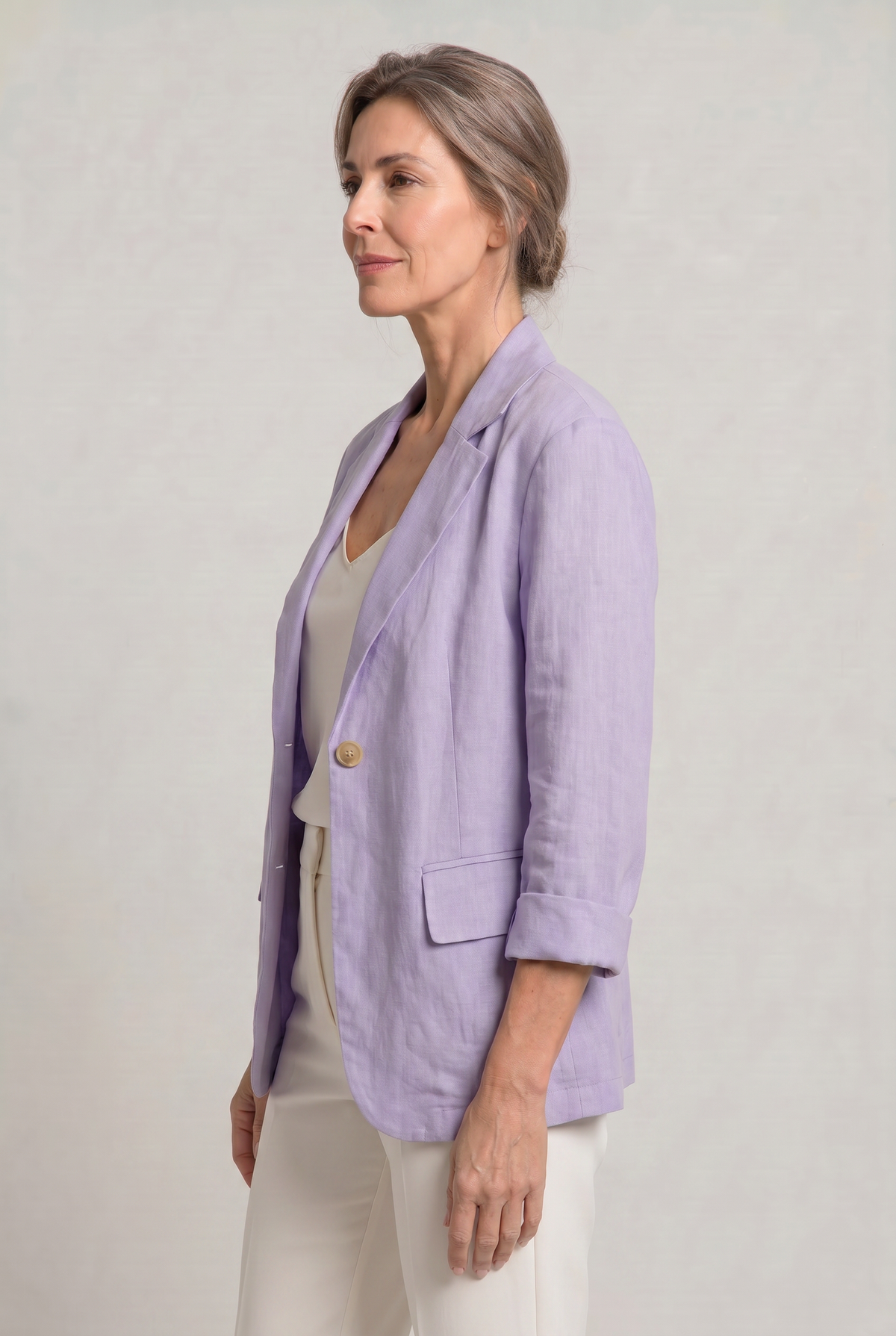 Blazer Cotton Polyester Lightweight with Single-Button Front
