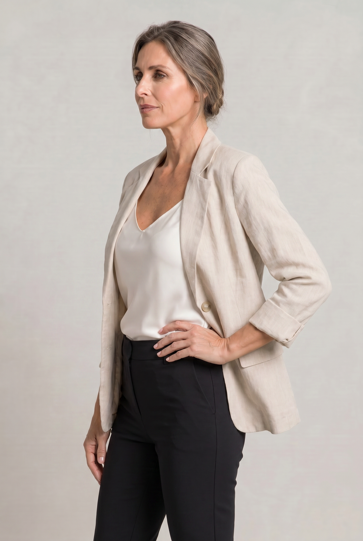 Blazer Cotton Polyester Lightweight with Single-Button Front
