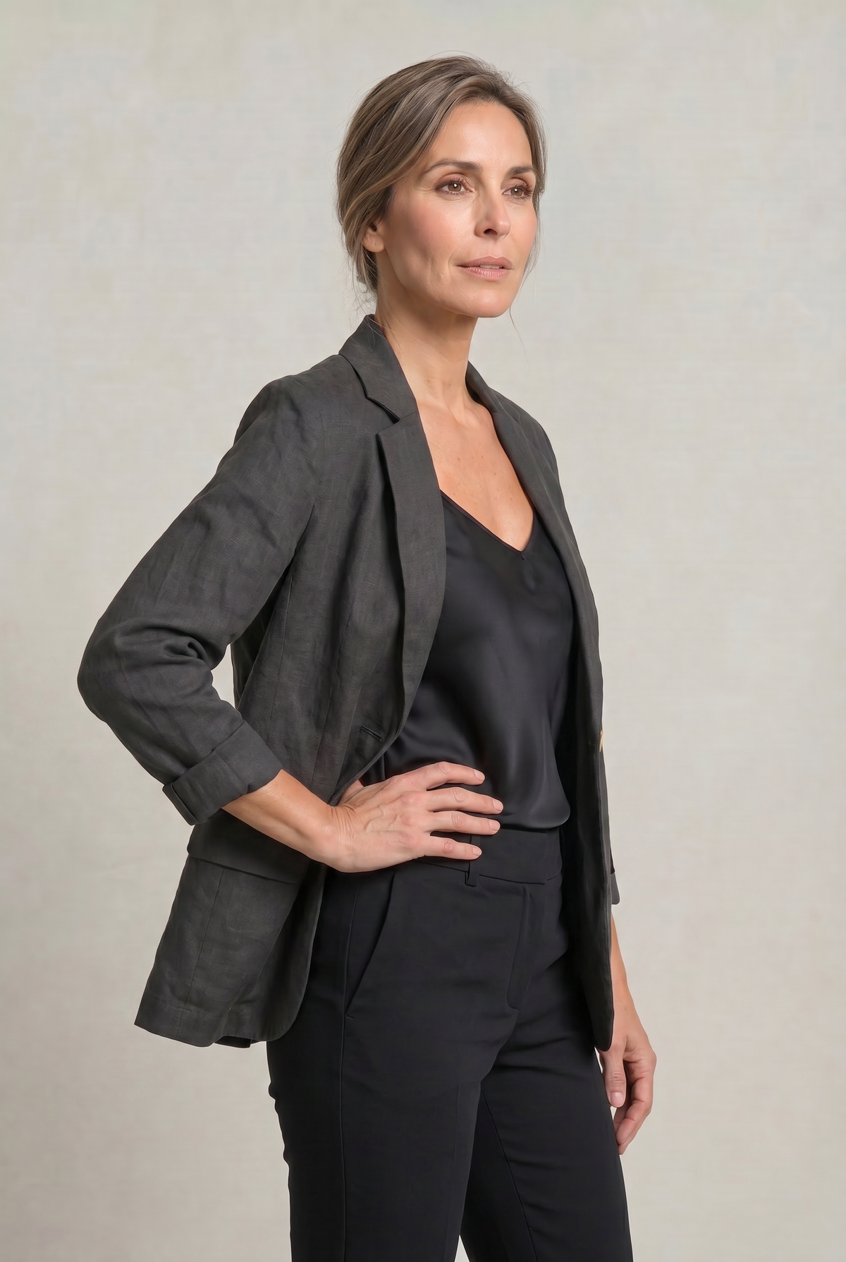 Blazer Cotton Polyester Lightweight with Single-Button Front