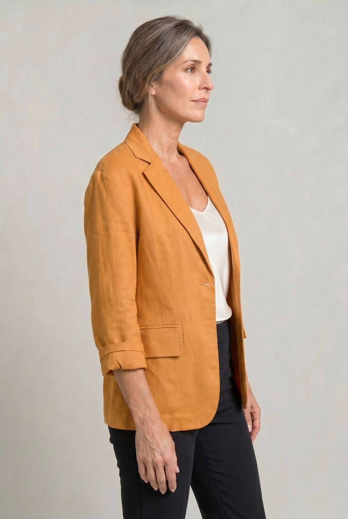 Blazer Cotton Polyester Lightweight with Single-Button Front