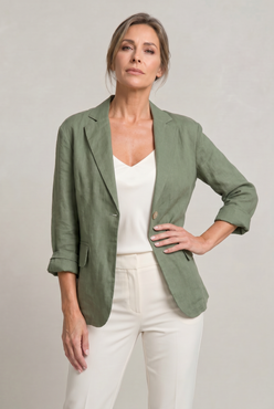 Blazer Cotton Polyester Lightweight with Single-Button Front