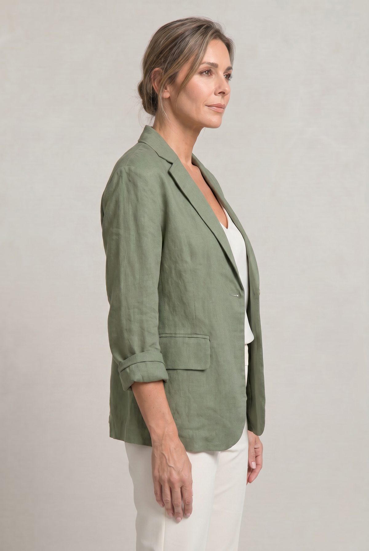 Blazer Cotton Polyester Lightweight with Single-Button Front