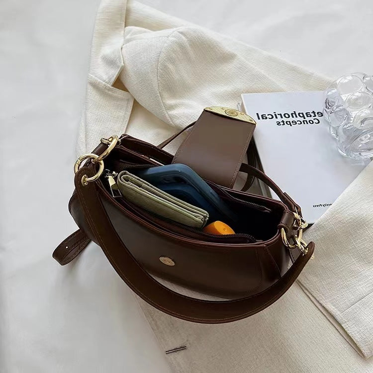Crossbody Bag Faux Leather with Top Handle and Removable Strap