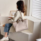 Tote Bag Textured Canvas with Chain Strap and Faux Leather Handle