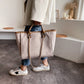 Tote Bag Textured Canvas with Chain Strap and Faux Leather Handle