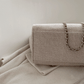 Tote Bag Textured Canvas with Chain Strap and Faux Leather Handle