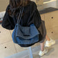 Shoulder Bag Upcycled Denim with Chain Handles and Snap Closure